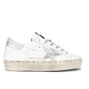 Golden goose Hi Star Sneaker in White & Silver